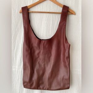 BAGGU Brown Leather Tote Shopper